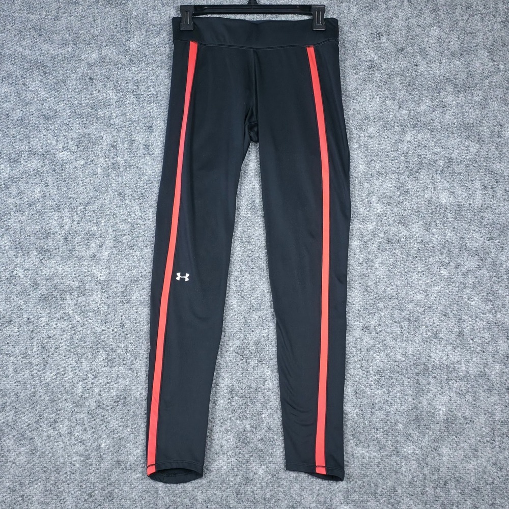 Under Armour‎ Women Black Red Stripe Athletic Leggings Style 1349737 Size S